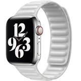 Curea iUni compatibila cu Apple Watch 1/2/3/4/5/6, 42mm, Leather Link, White
